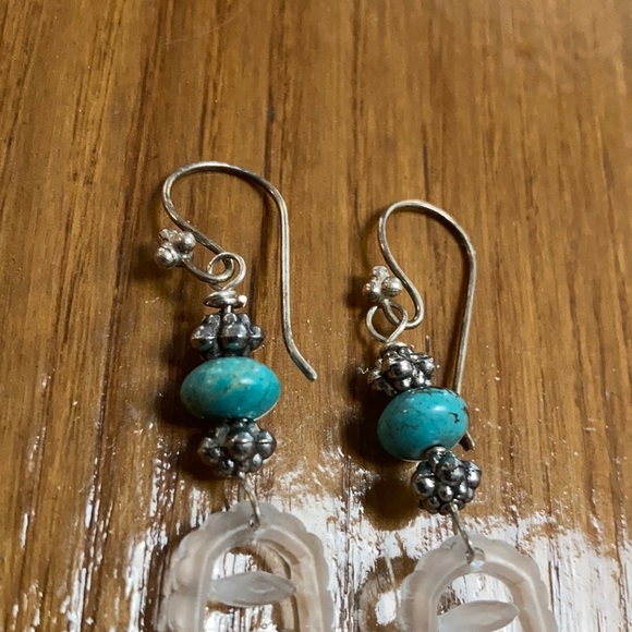 Lucite and Turquoise Earrings - Picture 2 of 3